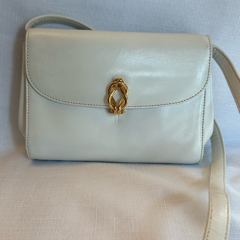 Gucci small white leather crossbody bag